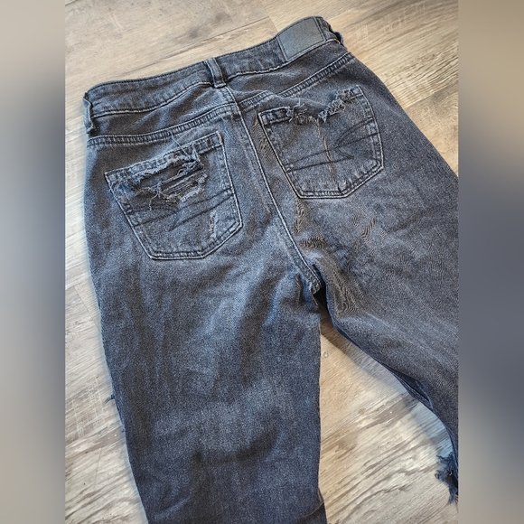 American Eagle Outfitters Distressed  Black Wash Denim Long Skinny Jeans - Picture 7 of 10